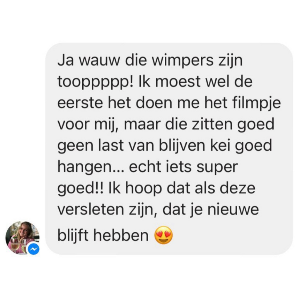 Screenshot van een gedetailleerde klantenreview over het comfort van Lashandlux magnetische wimpers